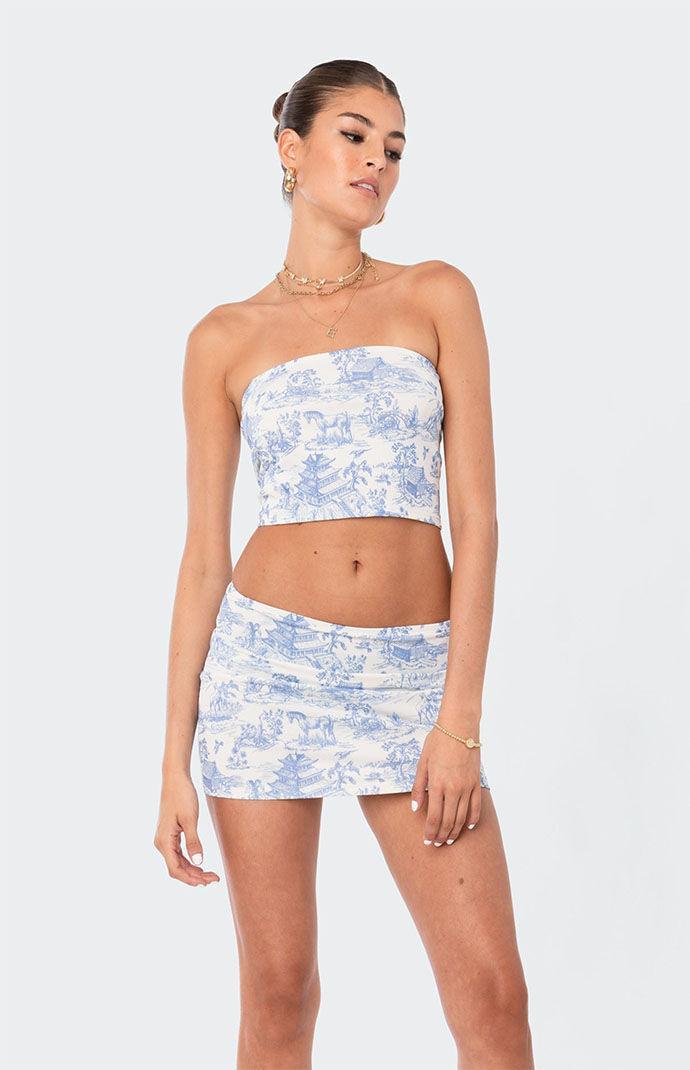 Edikted Women's Delft Print Strapless Top - Product Image