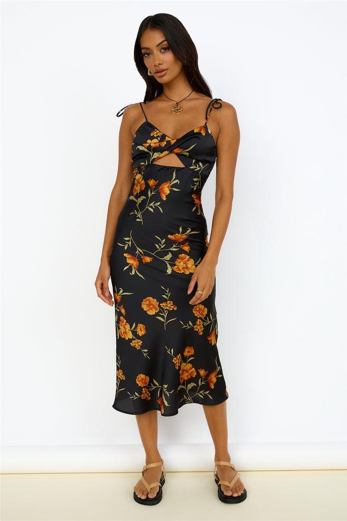 HELLO MOLLY Fool Me Once Midi Dress Black Product Image