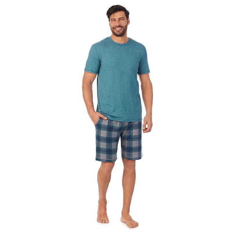 Mens Cuddl Duds Short Sleeve Pajama Tee & Printed Pajama Shorts Set Product Image