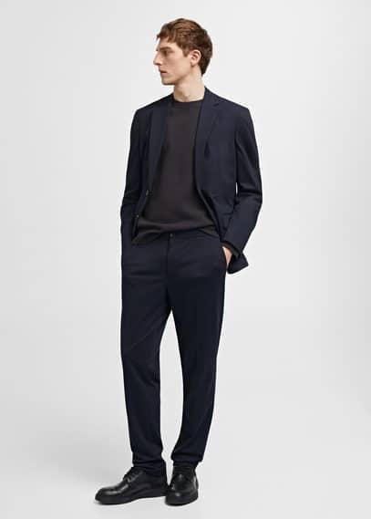 MANGO MAN - Slim-fit cotton suit pants dark navyMen Product Image