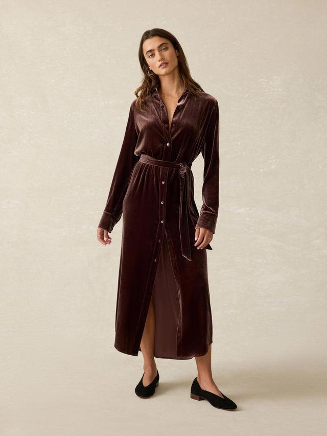 Stretch Silk Velvet Riley Midi Dress - Huckleberry Product Image