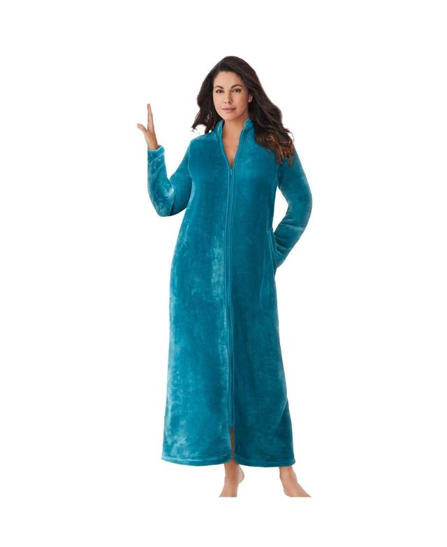 Dreams & Co. Womens Plush Zip-Front Robe Product Image