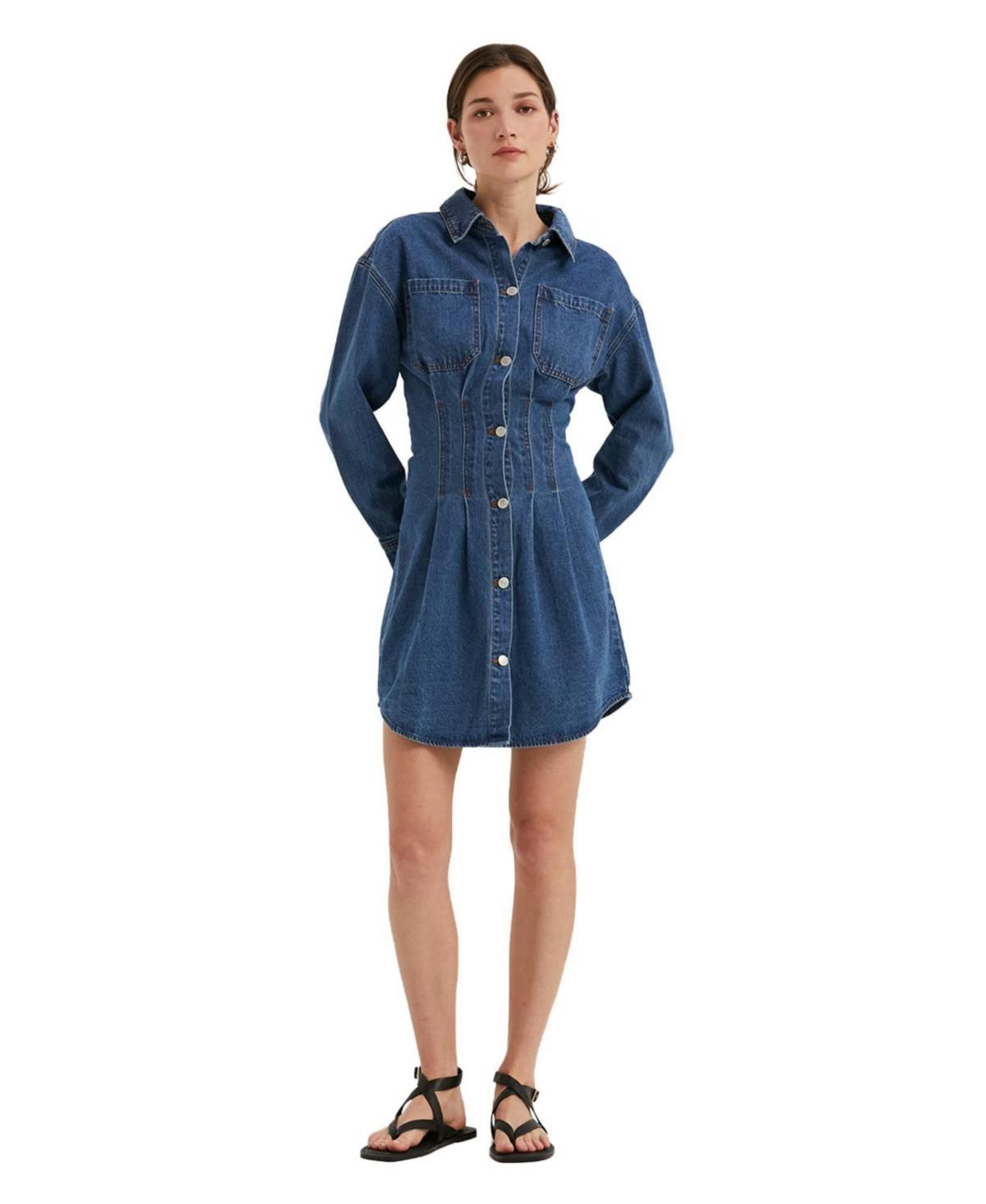 Crescent Womens Zae Denim Mini Dress With Corset Waist Detail Product Image