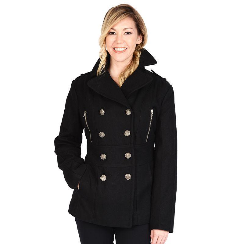 Womens Excelled Military Wool Blend Peacoat Grey Product Image