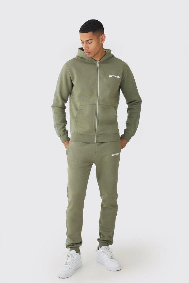 Slim Fit Official Zip Through Mesh Panelled Hooded Tracksuit | boohooMAN USA Product Image