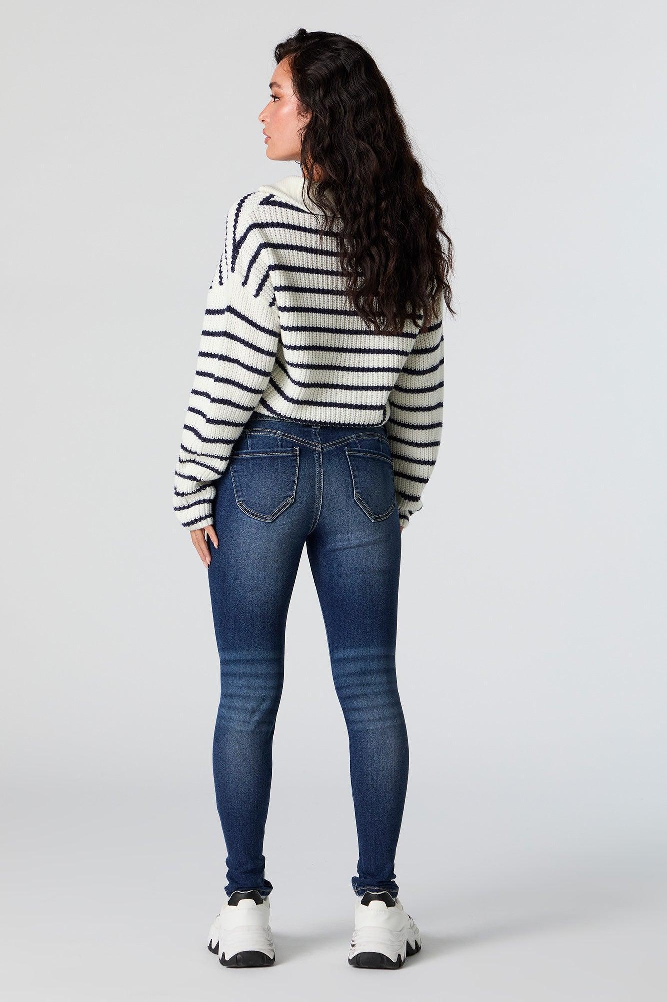 Dark Wash Stacked Waist Skinny Jean Female Product Image