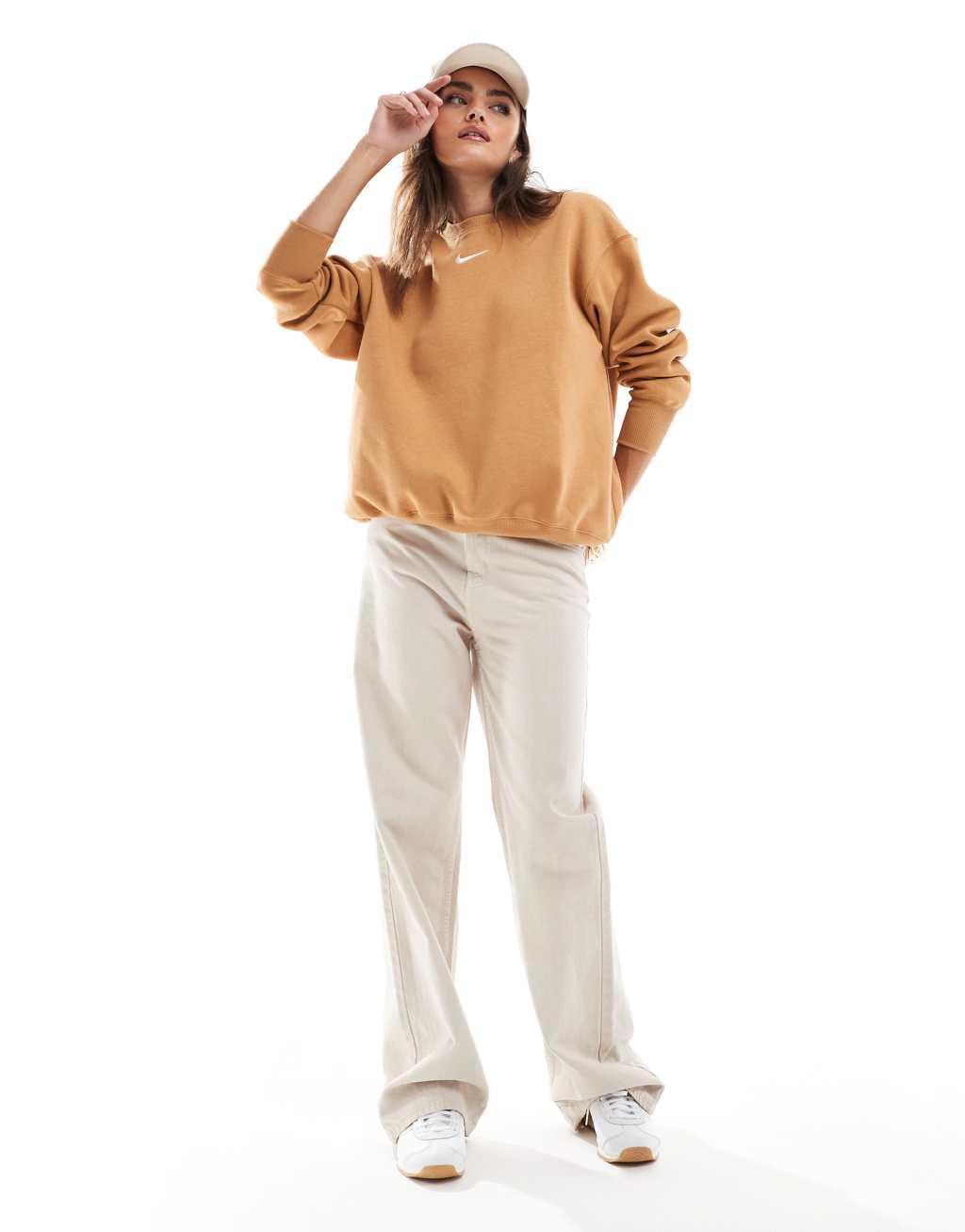 Nike Phoenix Fleece oversized sweatshirt in tan Product Image