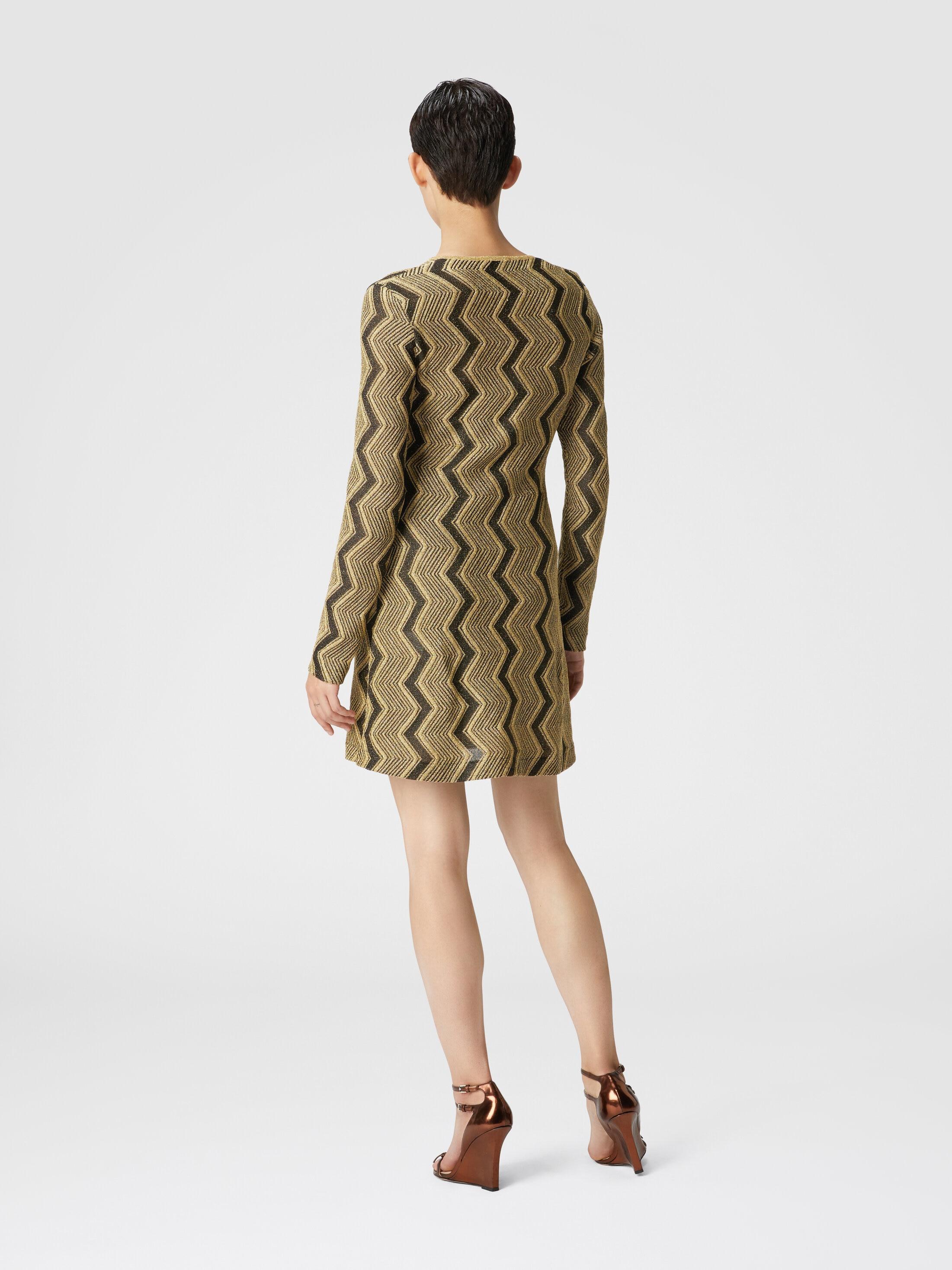 V-neck dress in lamé zig zag viscose Product Image