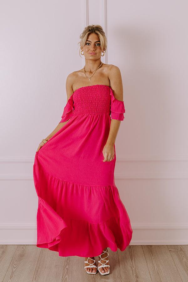 Seaside Chic Smocked Maxi In Hot Pink product image