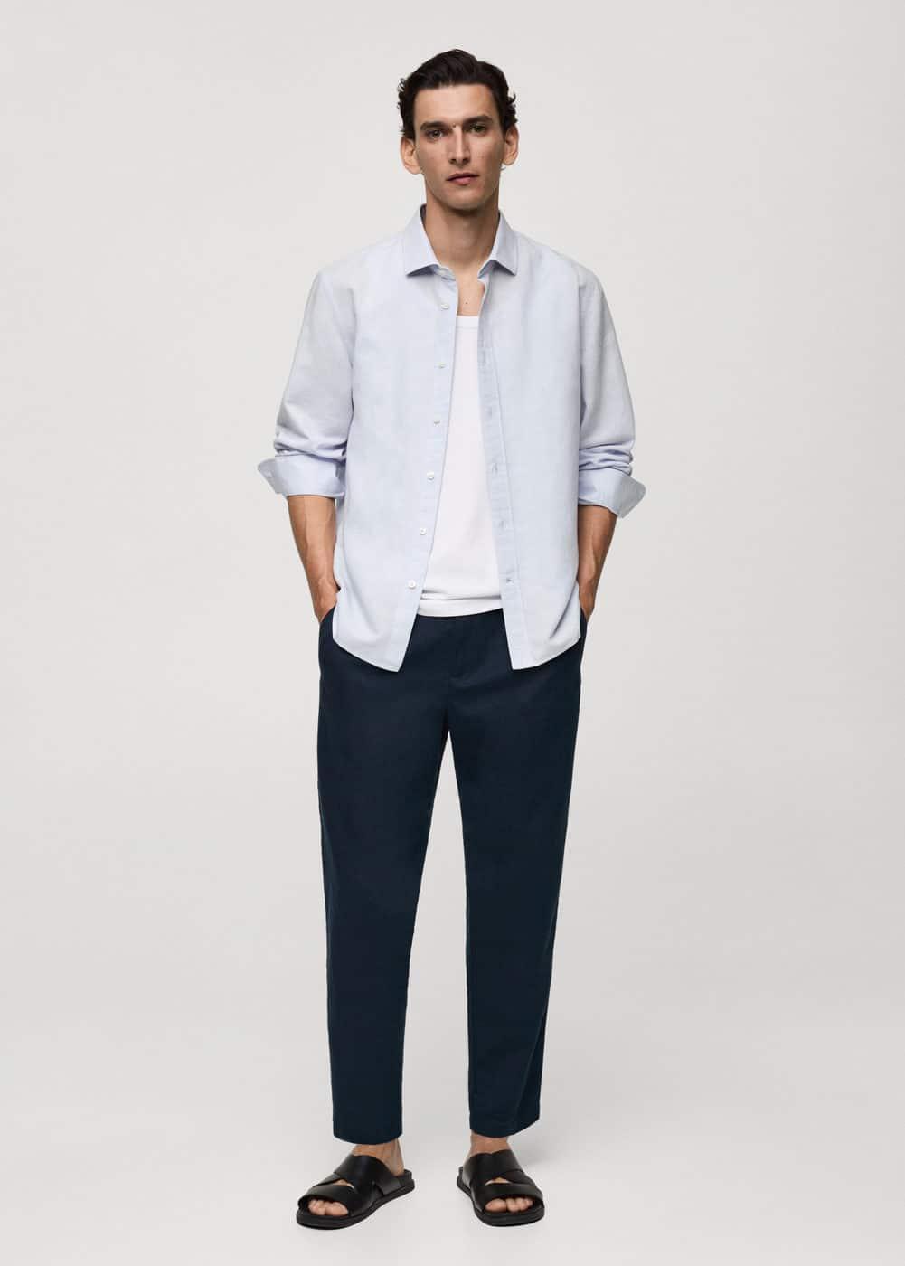 Classic-fit linen-blend shirt - Men | MANGO USA Product Image