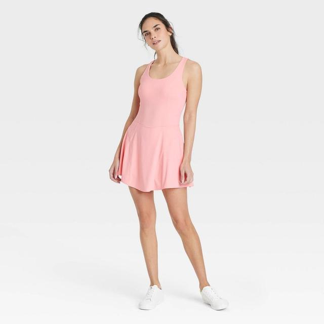 Womens Knit Lace Up Detail Active Dress - JoyLab Coral XL Product Image