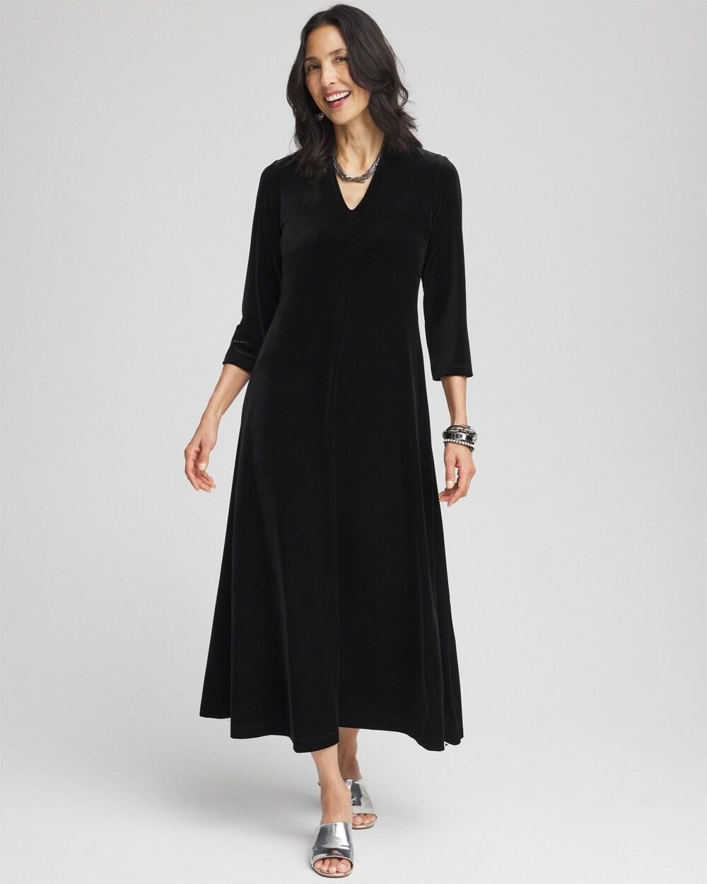 V-Neck Velour Midi Dress Product Image