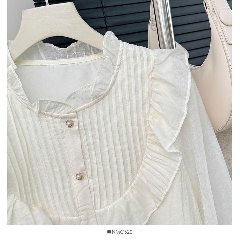 Ruffled Pleated Loose Shirt Product Image