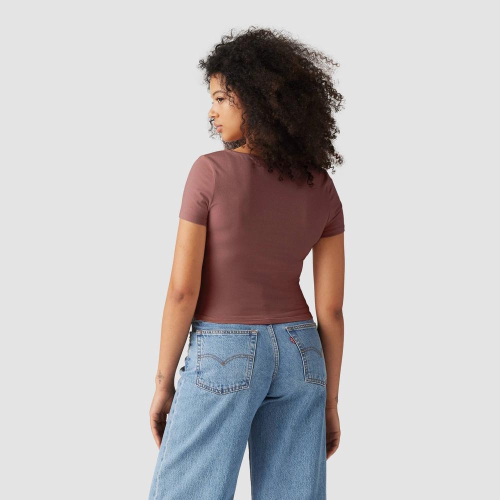 Levis Womens Short Sleeve Cropped Mars Corset T-Shirt - Rose Taupe L Product Image