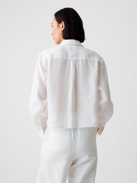 100% Linen Cropped Shirt Product Image