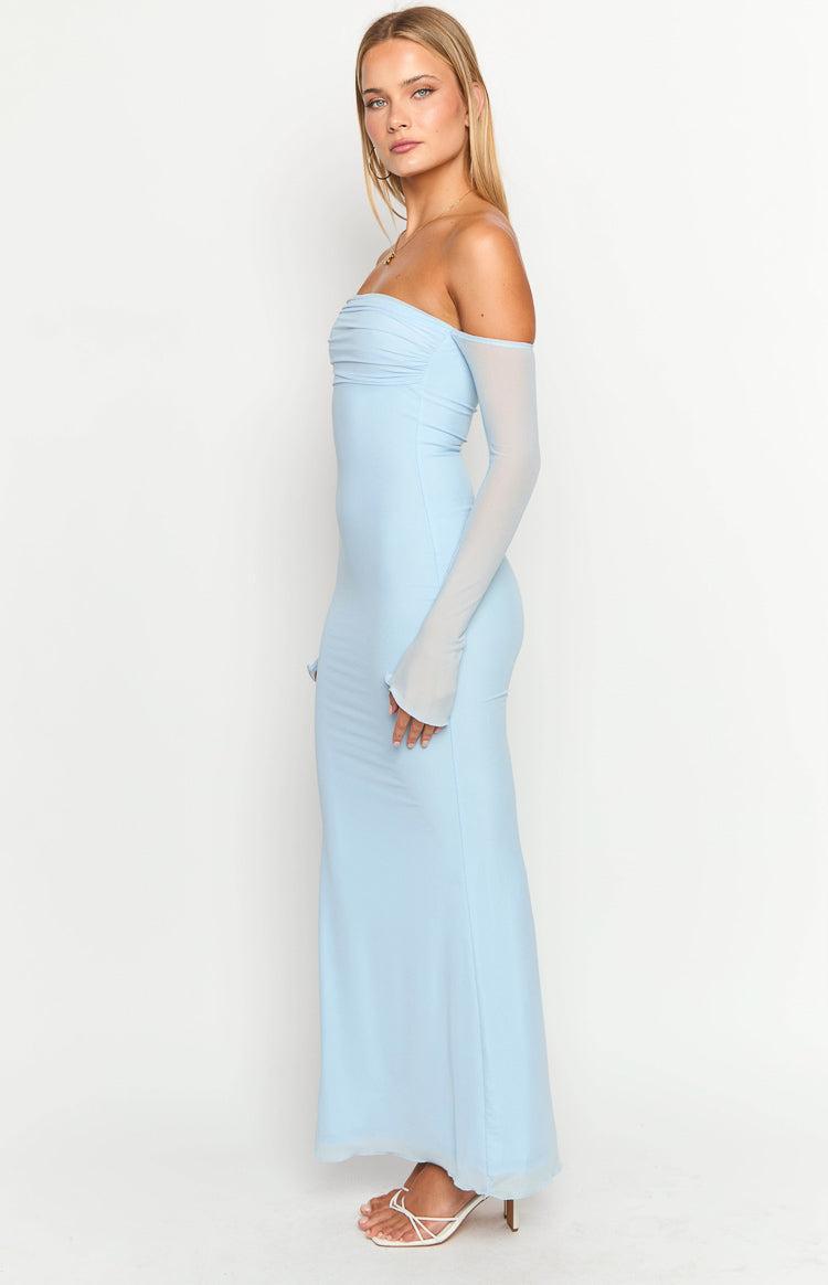 Odette Light Blue Long Sleeve Formal Maxi Dress Product Image