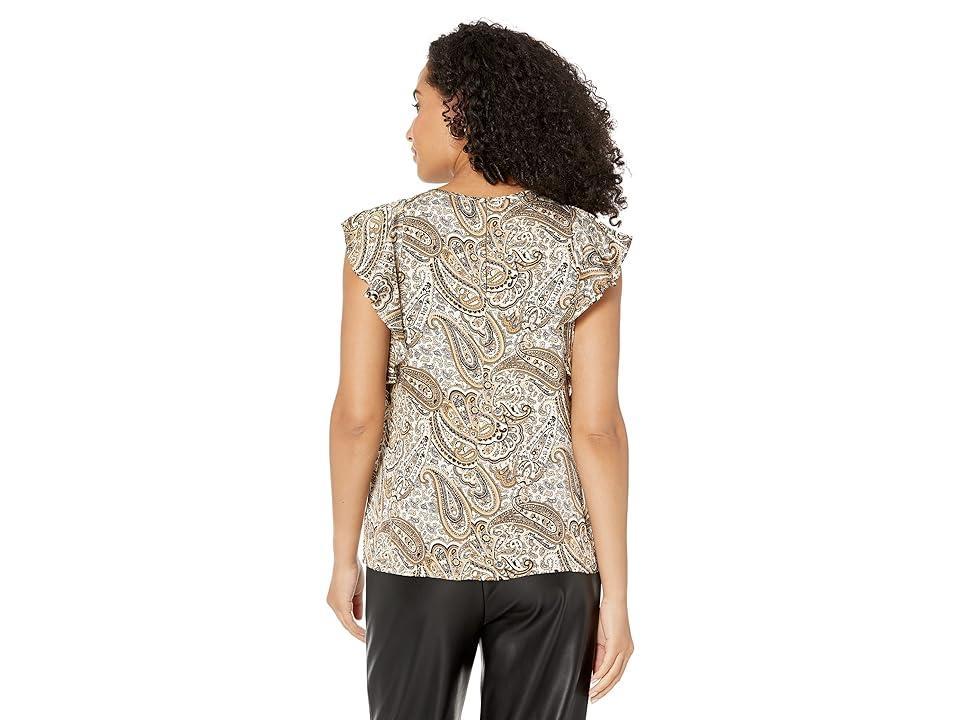 MICHAEL Michael Kors Drama Patchwork Paisley Top (Husk) Women's Clothing Product Image