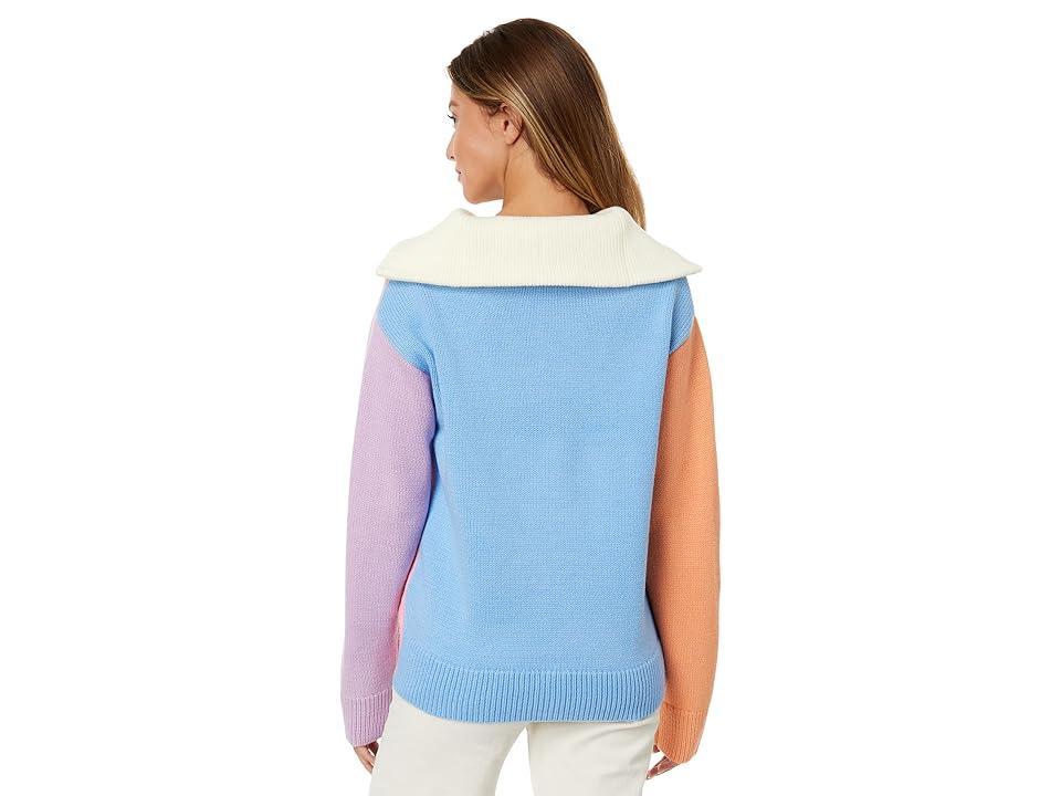 English Factory Color-Block Zip Pullover Sweater Women's Clothing Product Image