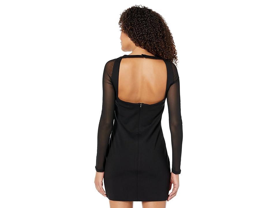 Bebe Square Neck Mesh Sleeve Dress Women's Dress Product Image