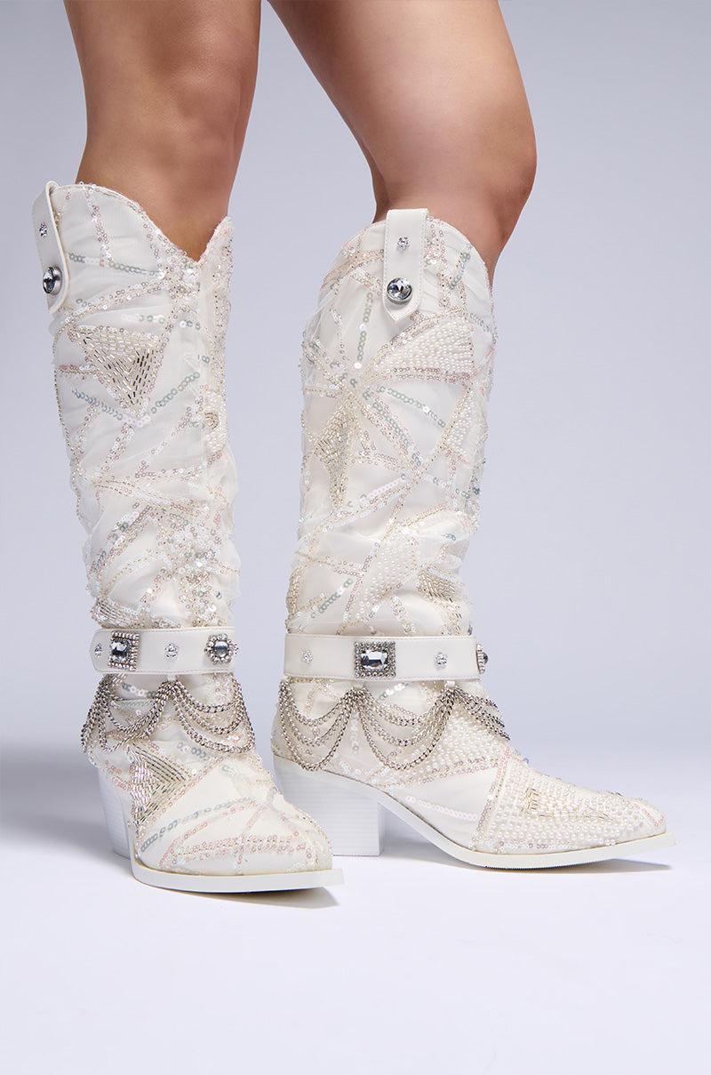 AZALEA WANG SHIRAZA EMBELLISHED WESTERN BOOT Product Image