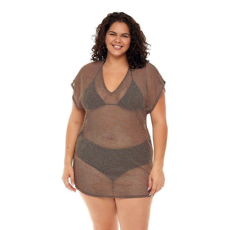 Plus Size Jordan Taylor Dolman-Sleeve Swim Cover-Up Tunic, Womens Product Image