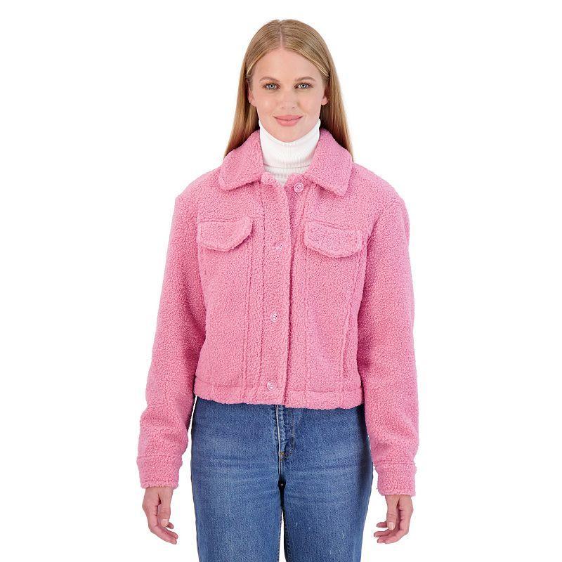 Juniors Sebby Teddy Sherpa Crop Jacket, Womens Product Image