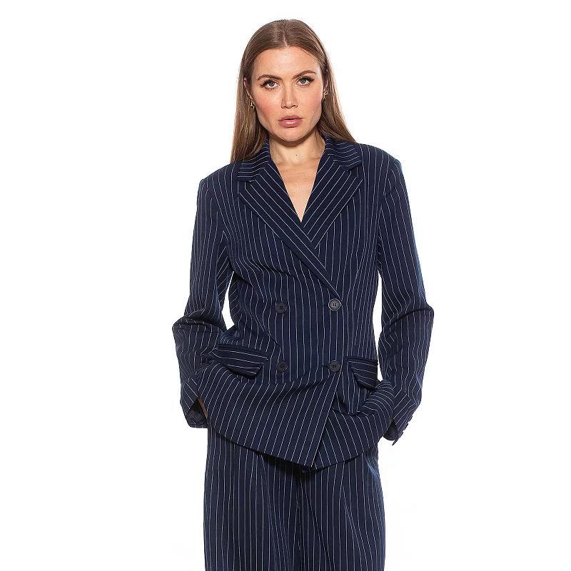 Womens ALEXIA ADMOR Indigo Oversized Double Breasted Jacket Blue Product Image