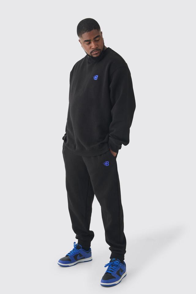 Plus B Embroidered Sweat Tracksuit | boohooMAN USA Product Image