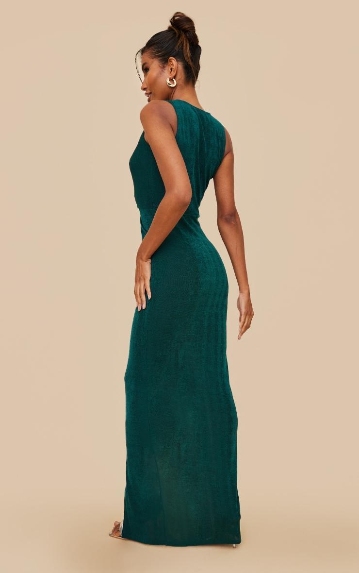 Emerald Green Acetate Slinky Twist Detail Maxi Dress Product Image