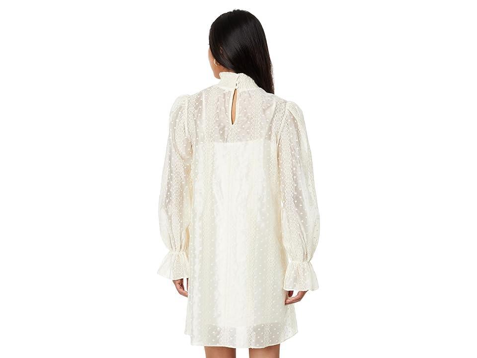 English Factory Embroidered Organza Smock Neck Dress (Ivory) Women's Clothing Product Image