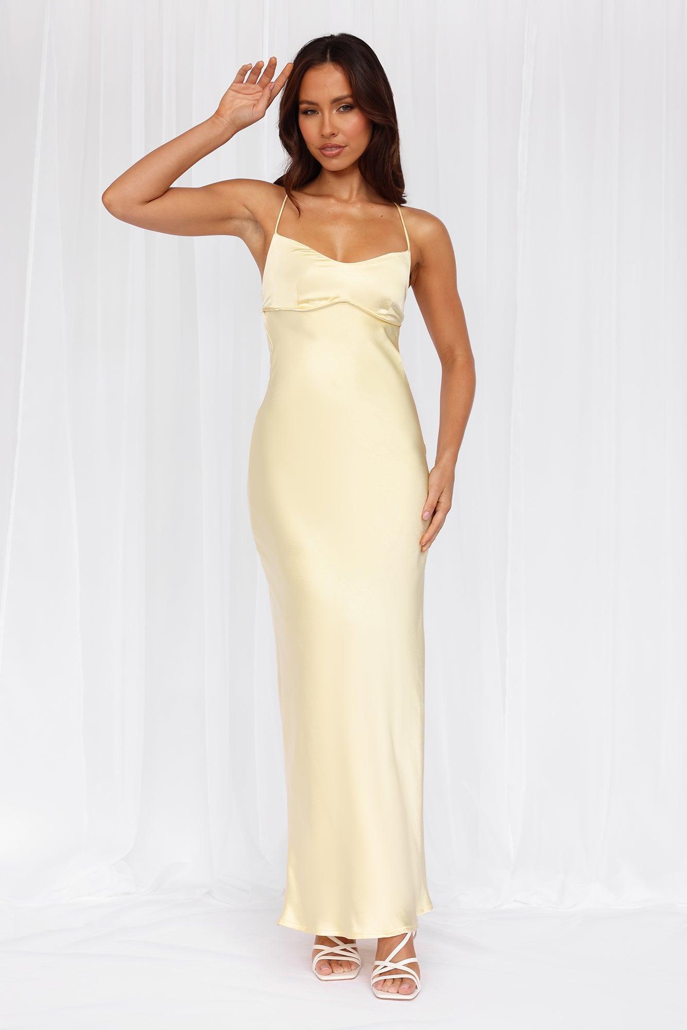 HELLO MOLLY The Samara Satin Maxi Dress Yellow Product Image