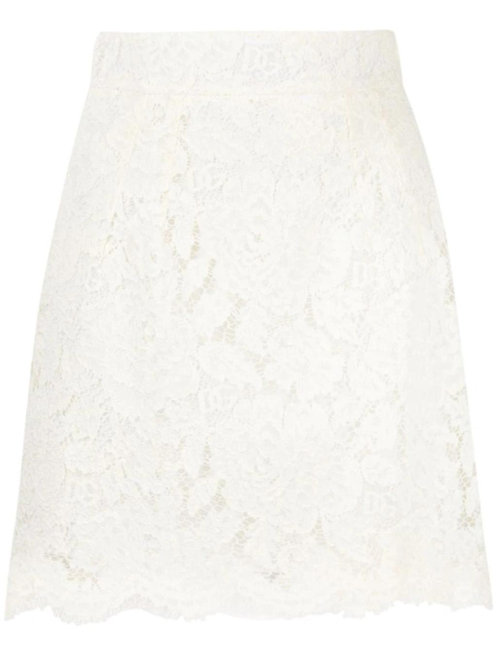 DOLCE & GABBANA High-rise Floral-lace Mini Skirt In White Product Image