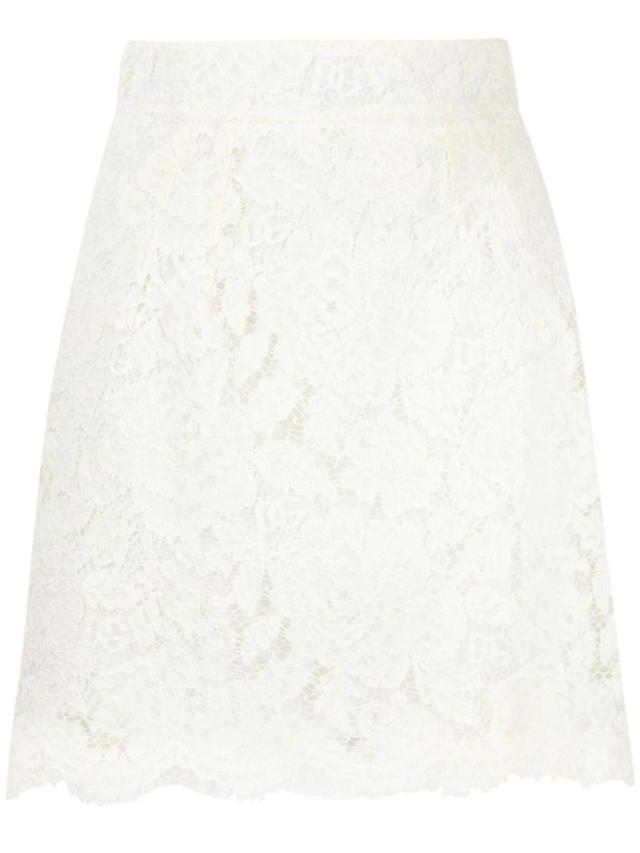 DOLCE & GABBANA High-rise Floral-lace Mini Skirt In White Product Image