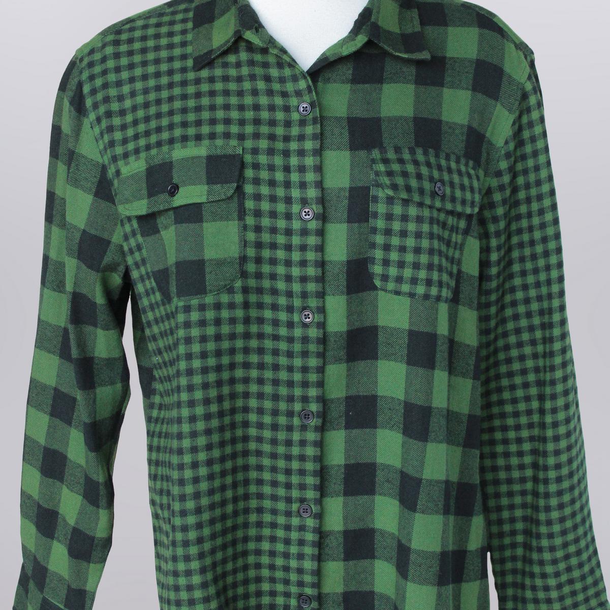 Flannel Plaid Collar Button Front Top product image