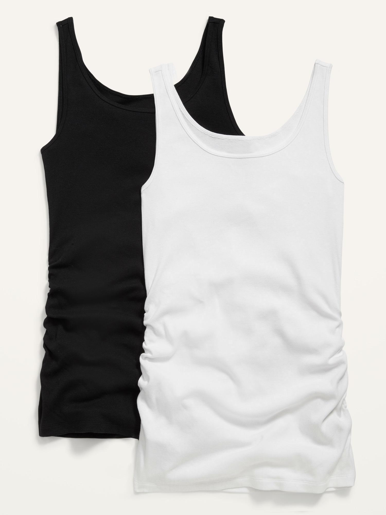 Old Navy Maternity First Layer Rib-Knit Side-Shirred Tank Top 2-Pack - Black/White - female - Size: XXL product image