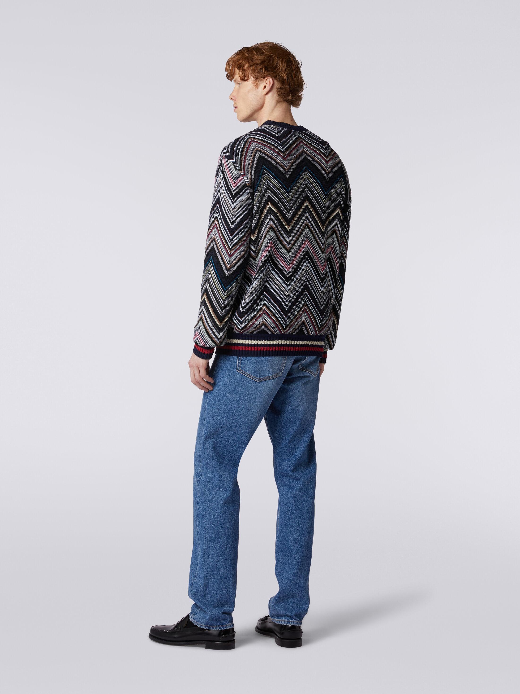 Crew-neck pullover in chevron cotton blend Product Image