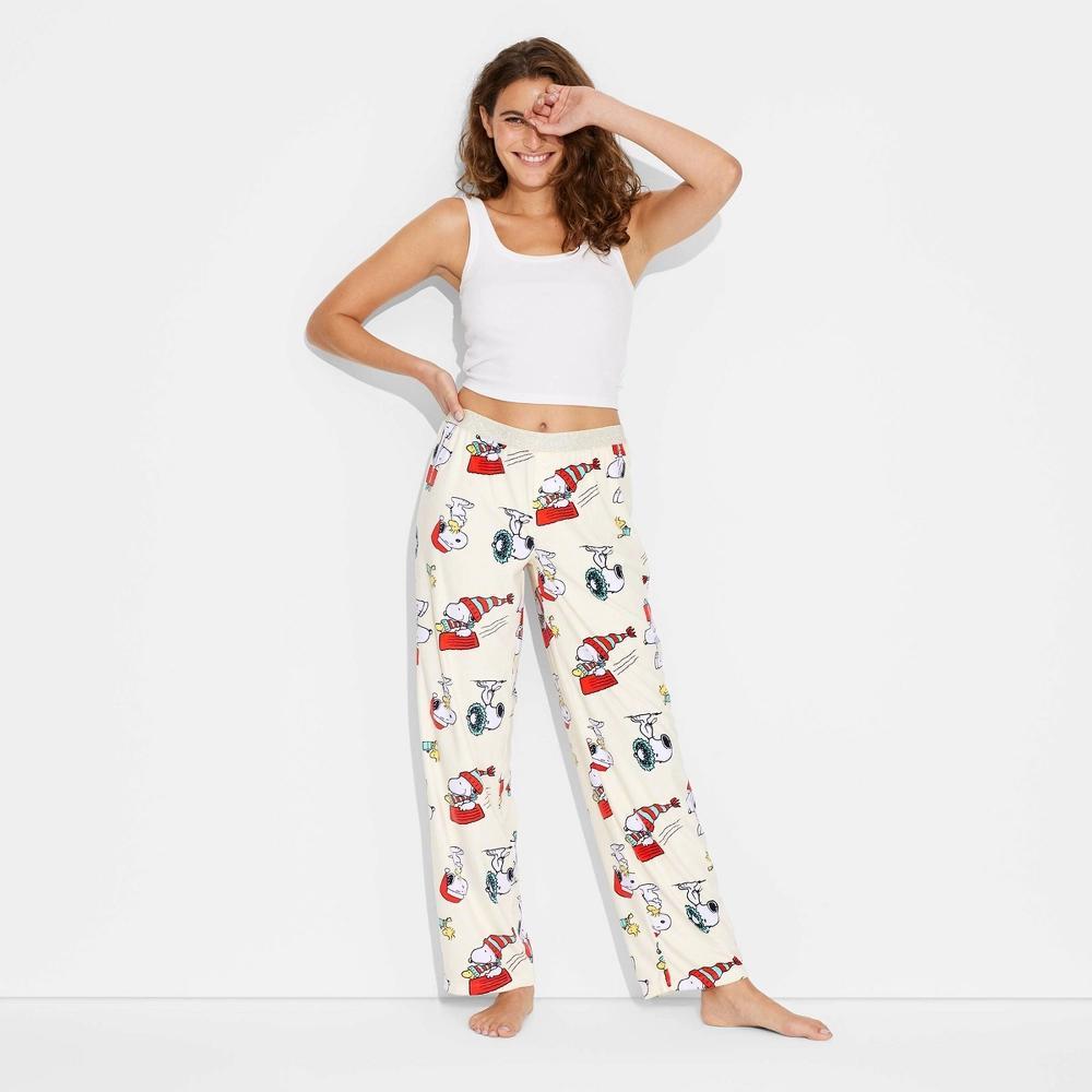 Women's Peanuts Snoopy Pajama Pants - White XS Product Image