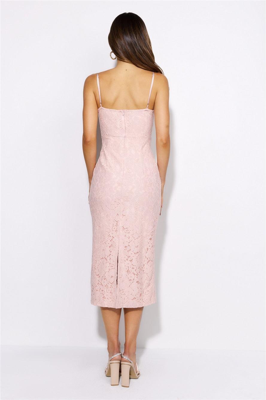 Classy Moment Lace Midi Dress Pink Product Image