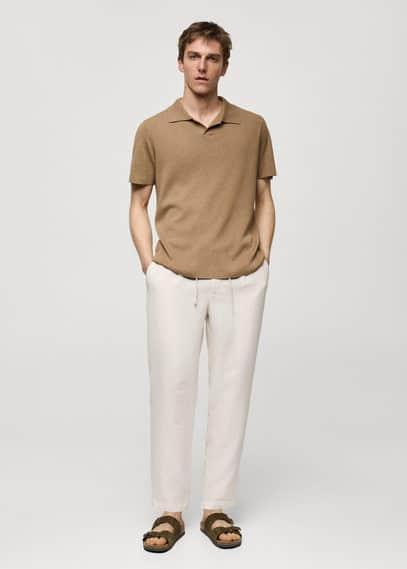 Mango Mens Drawstring Detail Striped Pants Product Image