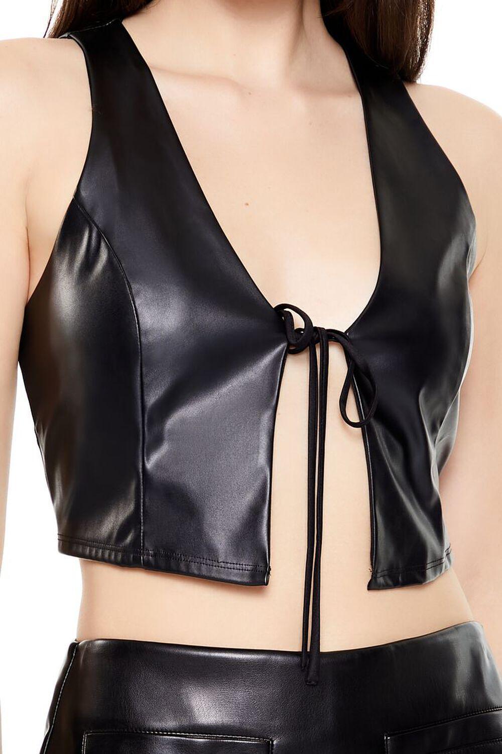 Faux Leather Split-Hem Crop Top | Forever 21 Product Image