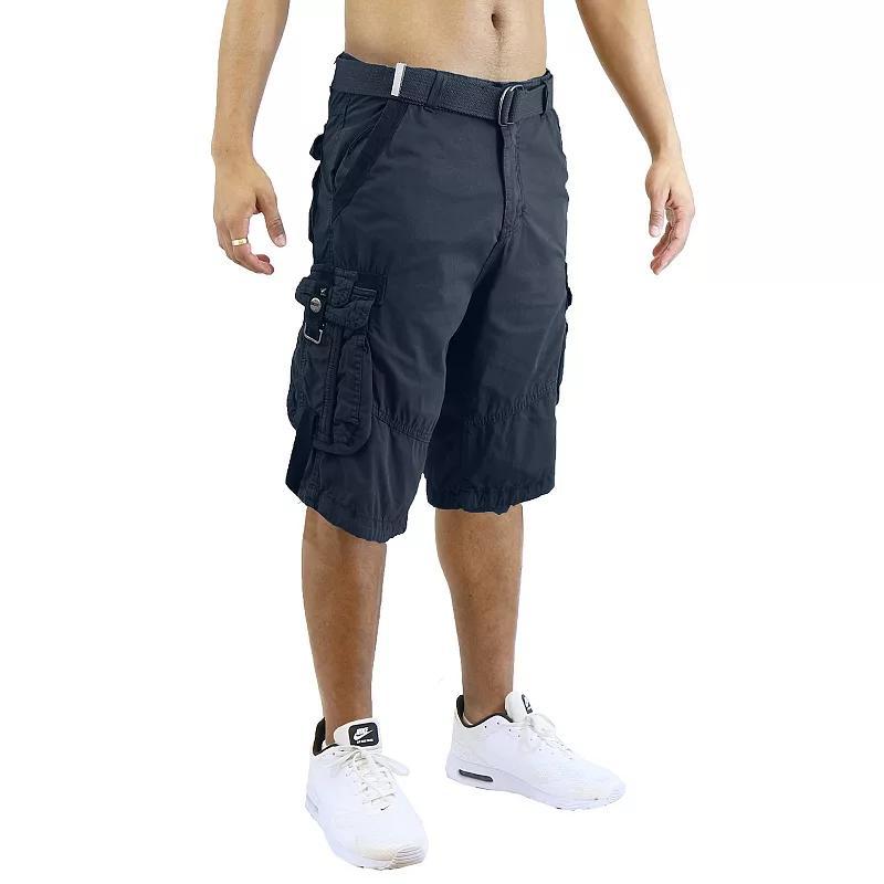 Mens Blu Rock Distressed Cargo Shorts With Belt Blue Product Image