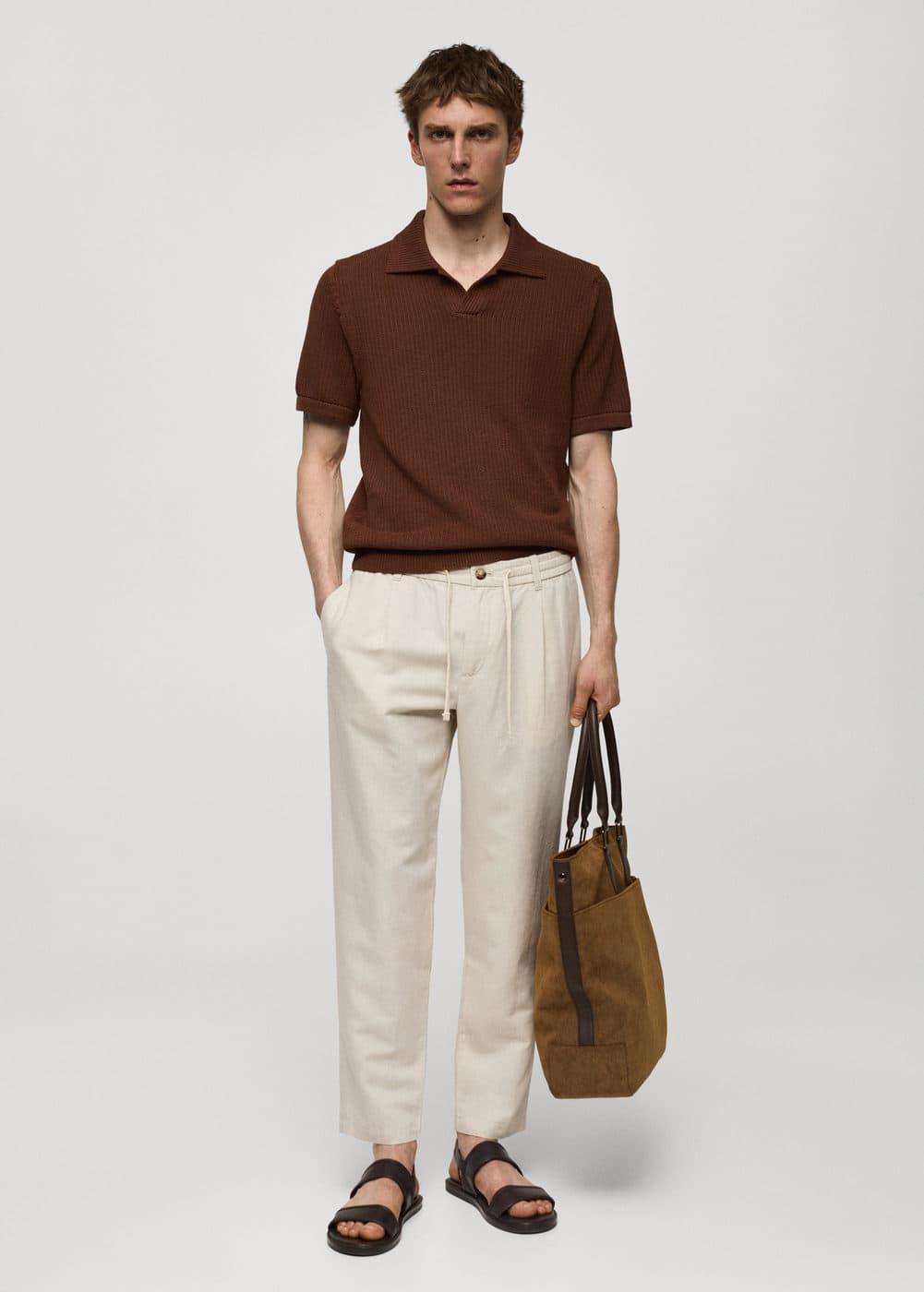 MANGO MAN - Slim-fit pants with drawstring ecruMen Product Image