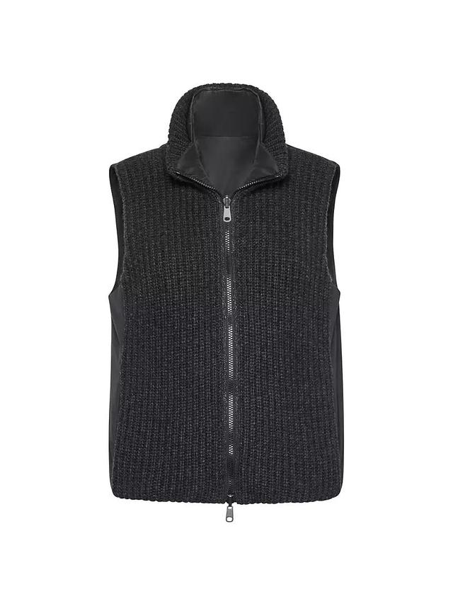 Cashmere Feather Yarn Reversible Down Vest Product Image