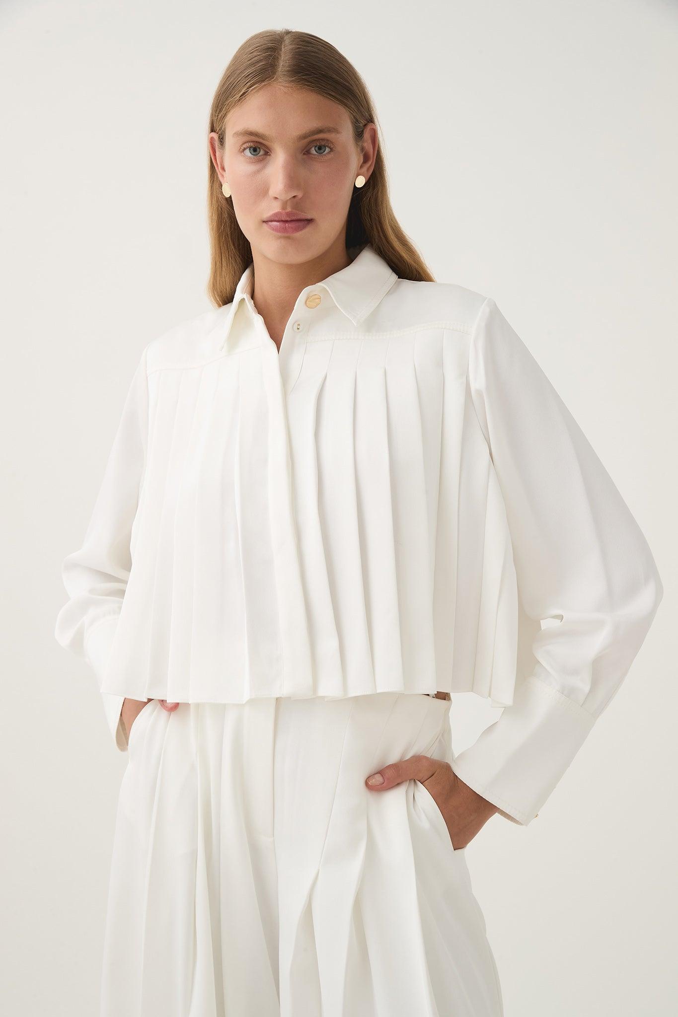 Estrade Pleated Crop Shirt Product Image