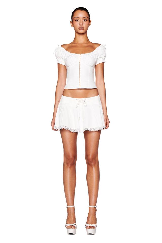 QUINN MINI SKIRT - WHITE Product Image