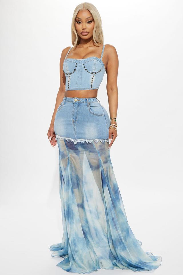 Taylor Denim Maxi Skirt Set - Light Wash Product Image