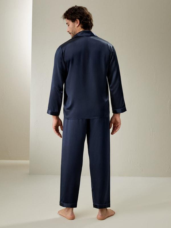 22 Momme Long Silk Pajamas Set for Men Product Image