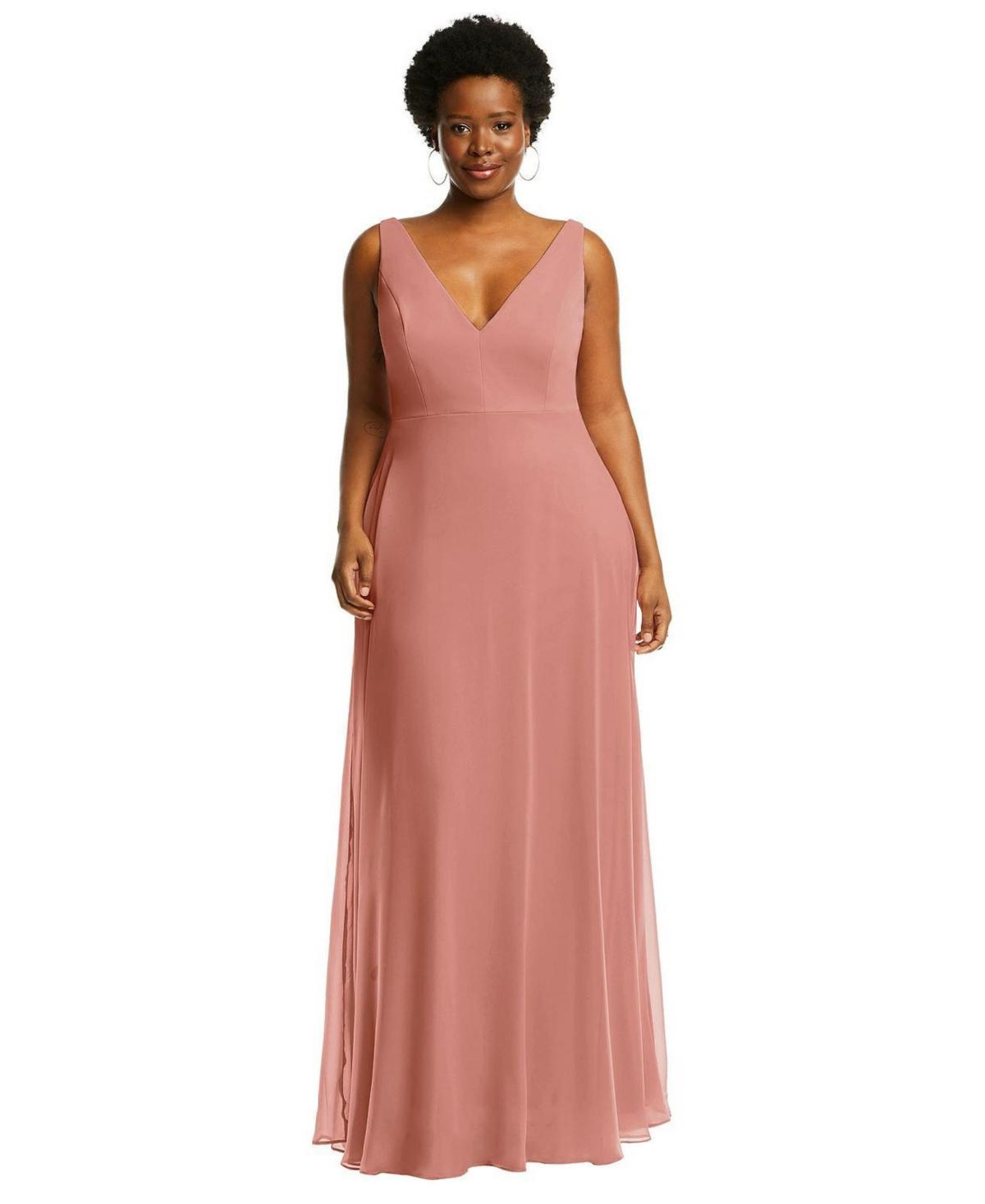 Womens Deep V-Neck Chiffon Maxi Dress Product Image