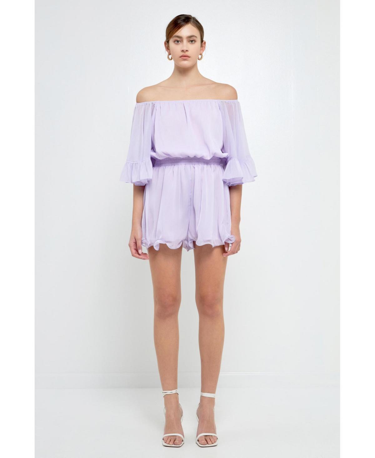 endless rose Womens Ruffled Sleeve Romper Product Image