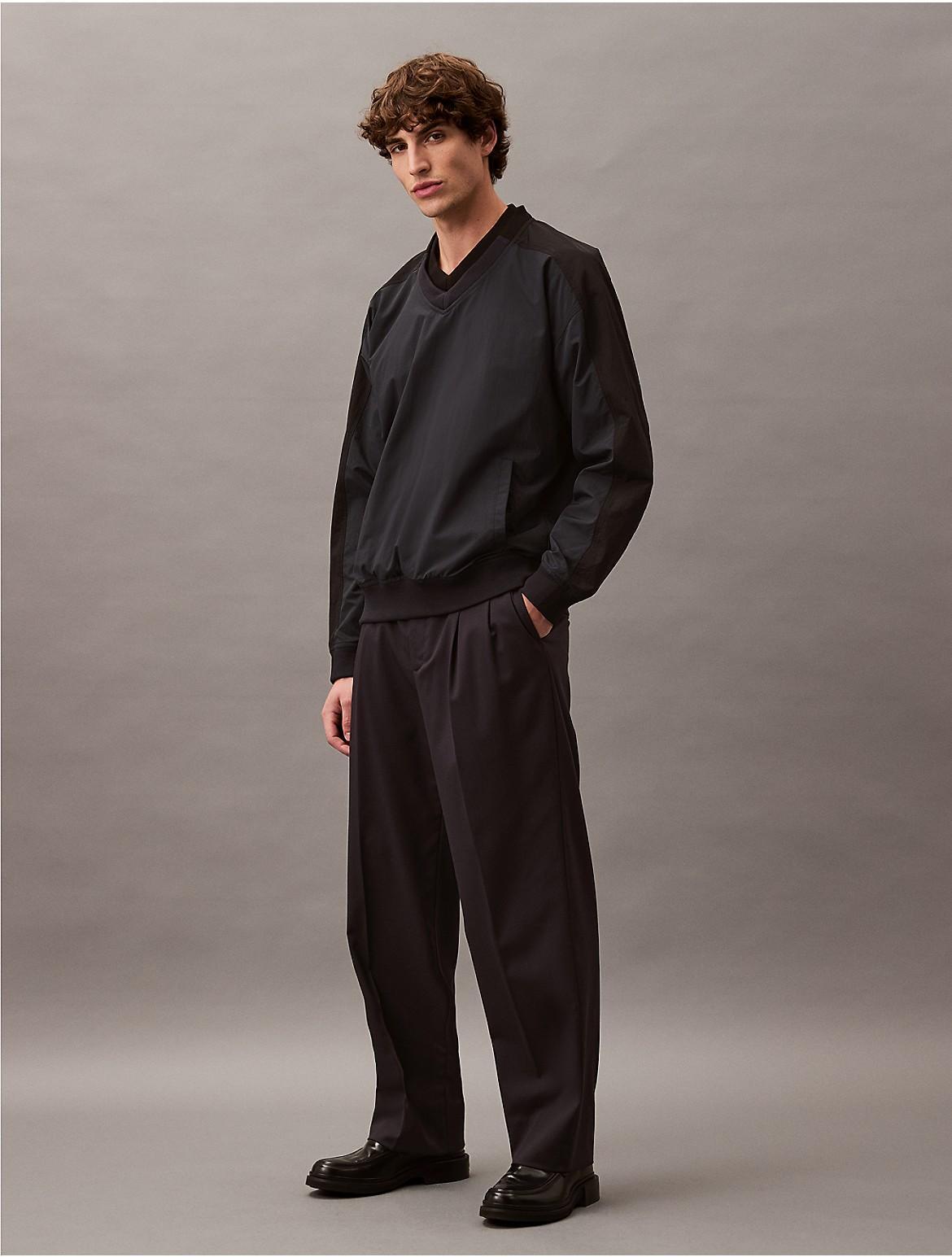 Calvin Klein Mens Pleated Wool Gabardine Blend Trouser - Black - 28 Product Image